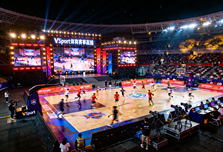 VSport体育夜间大型体育场赛事直播现场全景